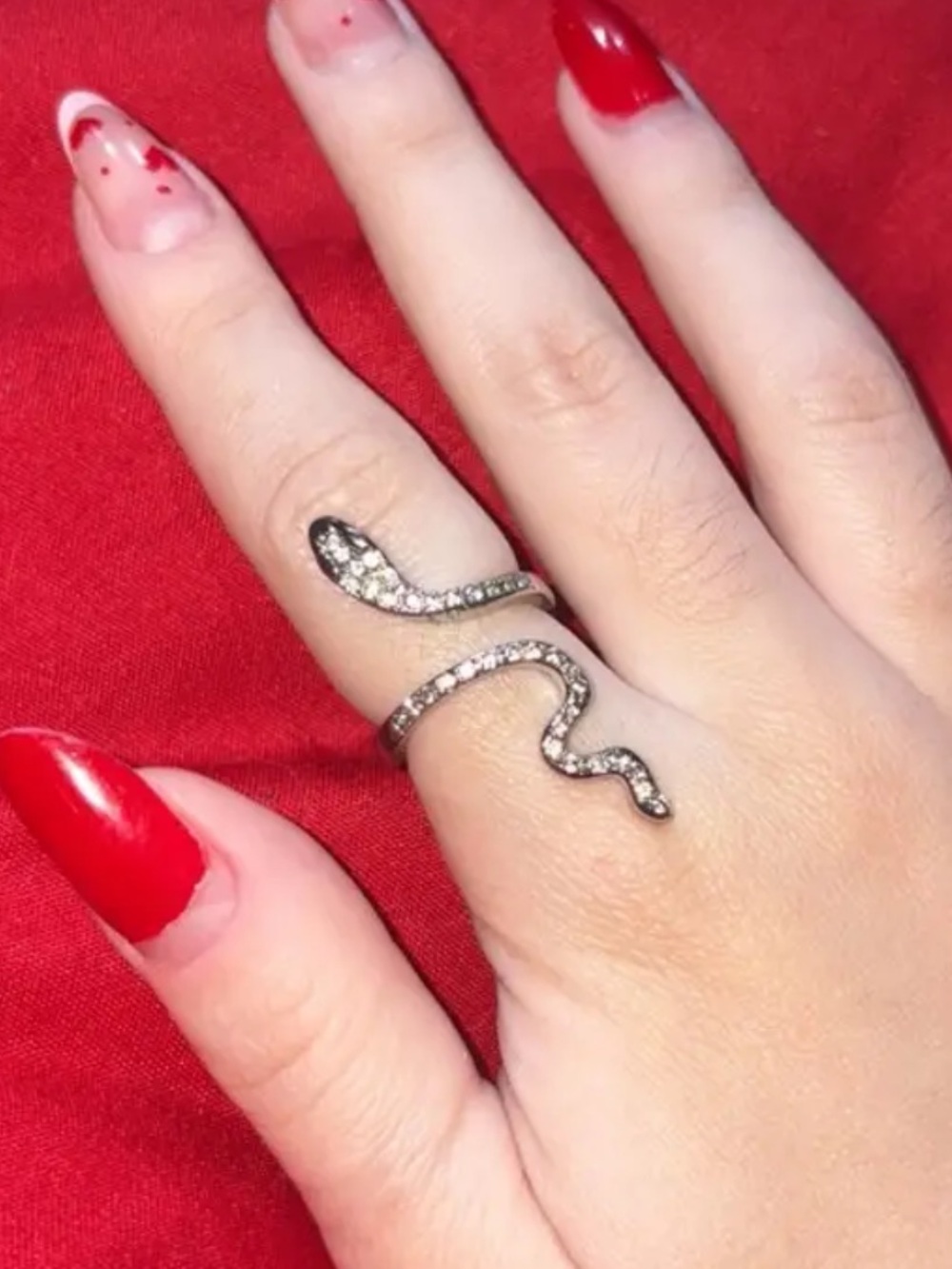 Size 8 Silver Snake Crystal Ring - Picture 5 of 5